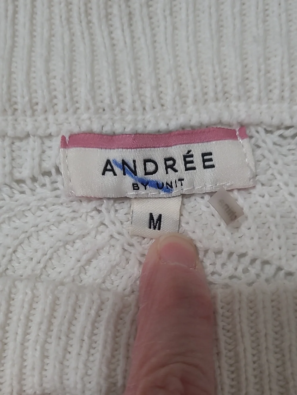 ANDREE BY UNIT White, Pink & Red Colorblock Striped Knit Oversized Sweater (M)